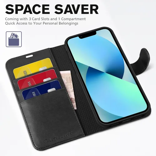 Miniatura 7 de TUCCH Funda Tipo Billetera para iPhone 13 (6.1") 2021, con Bloqueo RFID, con Soporte para 3 Tarjetas, de Piel Sintética, Tipo Folio