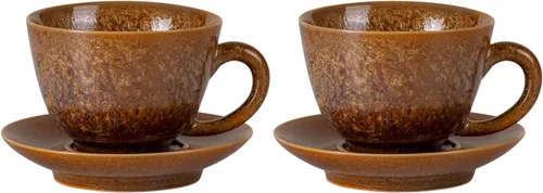 Miniatura 8 de Juego de 2 tazas de té y platillos KAMMAK, tazas de café de porcelana, 7.5oz tazas de expreso con esmalte cristalino, tazas de cerámica demitaza