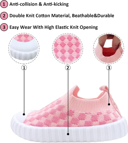 Miniatura 3 de SEBELLST Zapatos de bebé para niños y niñas, zapatillas antideslizantes y transpirables, suela plana de goma suave, zapatillas de malla casual
