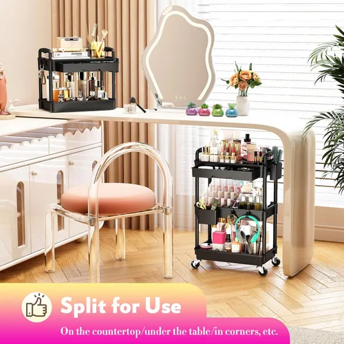 Miniatura 8 de SUNALLY Organizador de Carrito de Maquillaje con Cajones, Organizadores de Cuidado de la Piel de Piso Organizador de Almacenamiento de Tocador