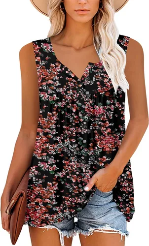 Miniatura 2 de Camisetas sin mangas para mujer y camisetas florales de verano de manga corta