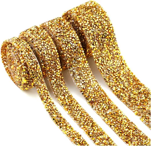 Miniatura 17 de Dowarm Cinta de diamantes de imitación de 3 yardas, rollo de cinta de diamantes de imitación, envoltura de malla con diamantes de imitación Negro
