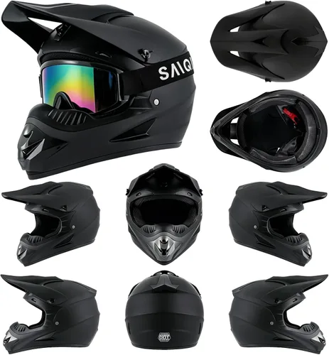 Miniatura 2 de Casco de motocross, ATV para jóvenes y niños, casco de motocicleta todoterreno BMX de 4 ruedas, con certificado DOT, con guantes y máscara de gafas