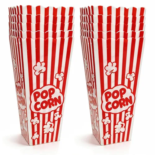 Homrelaxy Paquete de 10 cajas de plástico para palomitas de maíz, 7.5 pulgadas de alto y 3.6 pulgadas cuadradas de gran capacidad, recipientes para