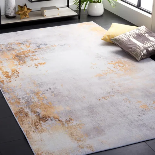 Miniatura 8 de SAFAVIEH Tacoma Collection - Alfombra de área de 2 pies 6 pulgadas x 6 pies, gris y dorado, antideslizante y fácil de limpiar, ideal para sala