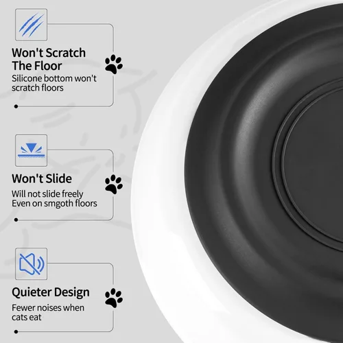 Miniatura 4 de Cuencos de comida para gatos, cuencos de cerámica para gatos con base de silicona antideslizante, paquete de 3 platos silenciosos y platos