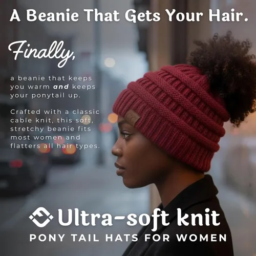 Miniatura 131 de Funky Junque - Gorro para mujer con ranura para cola de caballo