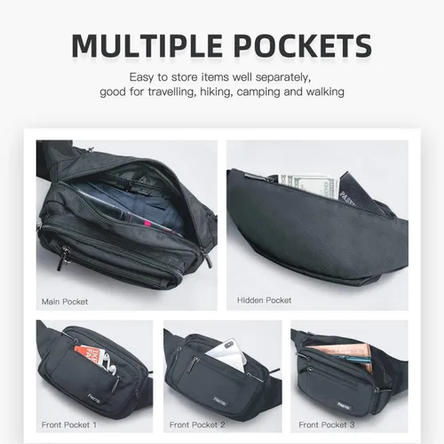 Miniatura 14 de FREETOO Riñonera para hombre y mujer, con correa ajustable, para entrenamiento, viajes, casual, correr, senderismo, ciclismo