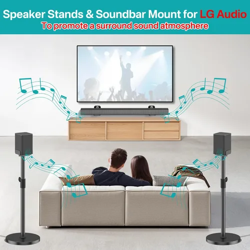 Miniatura 3 de Par de soportes de altavoces de alta resistencia para soportes de altavoces LG con soporte de barra de sonido LG, soportes de altavoces de piso