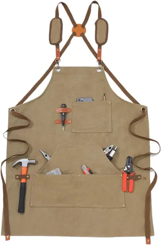 Miniatura 8 de Chef Apron-Cross Back Apron for Men Women with Adjustable Straps and Large Pockets,Canvas