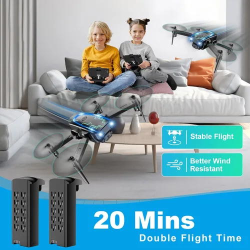 Miniatura 6 de Mini dron con cámara para adultos y niños – Drones con cámara FPV HD 1080P con lente ajustable de 90°, selfie de gestos, inicio de una tecla, giros