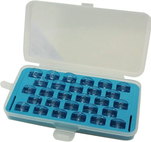 Miniatura 3 de Cutex Paquete de 28 bobinas transparentes Singer Class 15J con estuche de almacenamiento