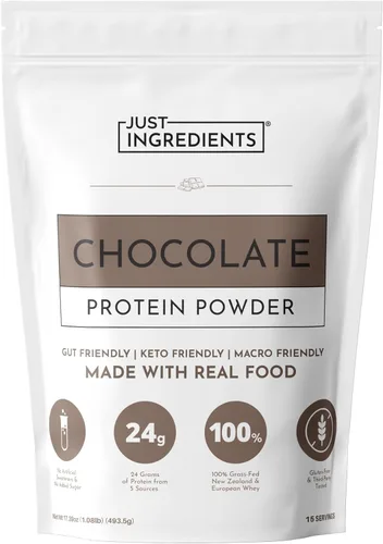 Miniatura 16 de Proteína en polvo de chocolate – Mezcla de 30 porciones con suero de leche 100% alimentado con pasto y proteínas vegetales orgánicas – rico sabor a
