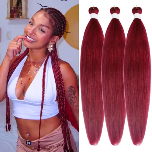 Miniatura 25 de Cabello trenzado verde azulado preestirado, hipoalergénico, sintético, color azul aguamarina, para trenzas y giros, extensiones de cabello largo