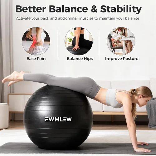 Miniatura 6 de Pelota de ejercicio extragruesa para yoga, 5 tamaños, antiestallido, resistente, pelota de estabilidad para gimnasio, para fitness, entrenamiento