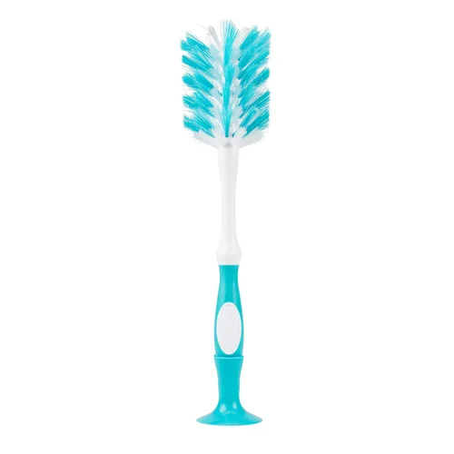 Dr. Brown's Cepillo para biberones de lujo para limpiar biberones, pezones y tazas para sorber con soporte de ventosa y cepillo de ventilación, sin