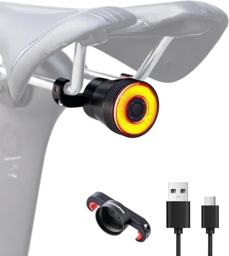Miniatura 10 de ROCKBROS Luz Trasera de Bicicleta Inteligente, Luces Traseras de Bicicleta con Sensor de Freno para Paseo Nocturno, Luces Traseras LED