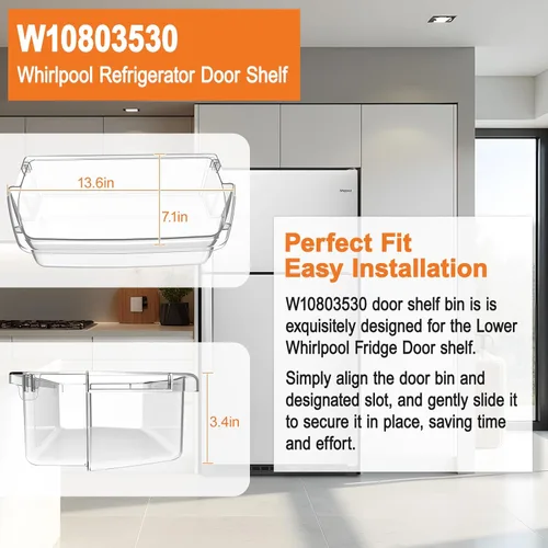 Miniatura 5 de Paquete de 2 contenedores de puerta de refrigerador mejorados W10803530 compatible con Whirlpool Refrigerador Puerta Estante Bin WRT311FZDW01