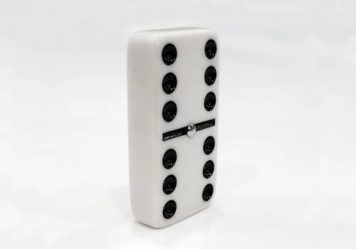 Miniatura 6 de Alex Cramer Spinner Domino Set. Estuche de cuero caramelo - Juego de dominó profesional para torneos de viajero - con Spinners - 28 dominós doble