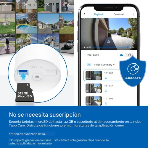 Miniatura 6 de Tapo TP-Link Tapo SolarCam C402 Kit, cámara solar para exteriores con batería y base de panel solar, inalámbrica, 1080P, detección gratuita de Blanco