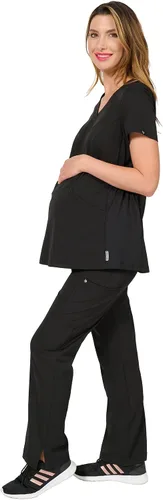 Miniatura 4 de Evolution Scrubs Top de maternidad con cuello en V elástico en 4 direcciones para mujer