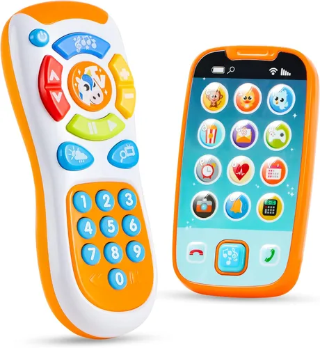 JOYIN Juguetes de teléfono inteligente para bebé, teléfono de bebé con control remoto con música, juguete de aprendizaje, regalos de cumpleaños para