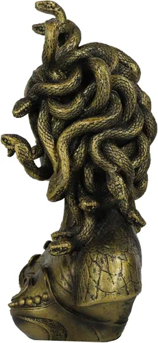 Miniatura 5 de Ebros Gift Mitología griega Hermanas Gorgona Diosa Medusa con Serpientes Salvajes Pelo y Escamas Blindadas Estatua de busto de piel de 10 pulgadas
