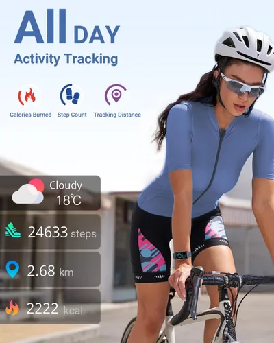 Miniatura 2 de Amzhero Rastreador de salud y fitness con monitor de frecuencia cardíaca 24/7, oxígeno en sangre, presión arterial, rastreador de sueño