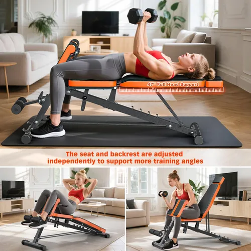 Miniatura 4 de XDDIAS Silla romana, máquina de extensión de respaldo de banco de peso ajustable para gimnasio en casa, banco todo en uno de 1000 libras con estante