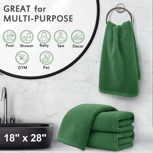 Miniatura 106 de VOOVA & MOVAS Toallas de mano blancas - 100% algodón Ligeras Gruesas Secado rápido Suaves Absorbentes, paquete de 4 piezas grandes de 18