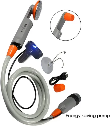 Miniatura 3 de Ducha portátil para campamento, bomba de ducha compacta con batería recargable USB, cabezal de ducha de mano al aire libre para campamento