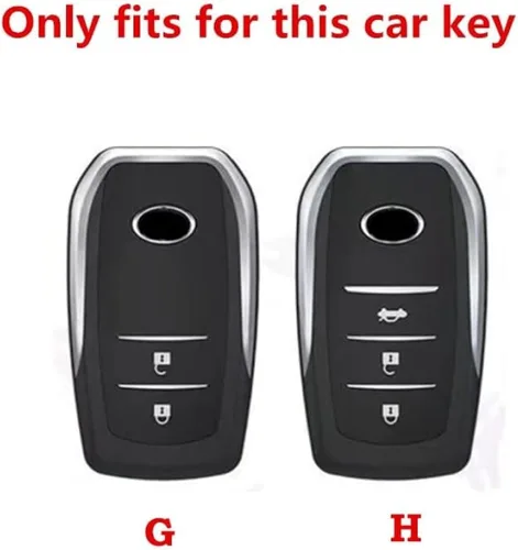 Miniatura 2 de DOUKI Leather TPU Car Key Cover Case Holder, for Toyota RAV4 Crown Hilux Fortuner Innova Camry Land Cruiser Prado Yaris Corolla 55 50