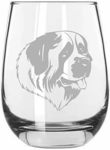 Miniatura 196 de Sakhalin Husky Dog - Copa de vino grabada personalizada de 15.25 onzas sin tallo