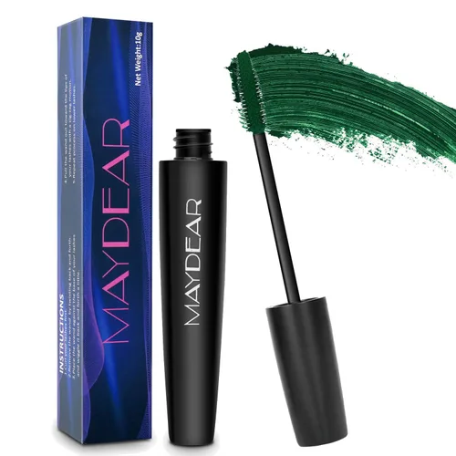 Maydear - Máscara impermeable de larga duración, verde oscuro, a prueba de manchas para maquillaje de ojos de mujer