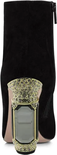 Miniatura 107 de FSJ Botas de tacón alto con punta puntiaguda para mujer, con tacón alto, con cremallera lateral brillante, estilo casual, para uso diario, zapatos