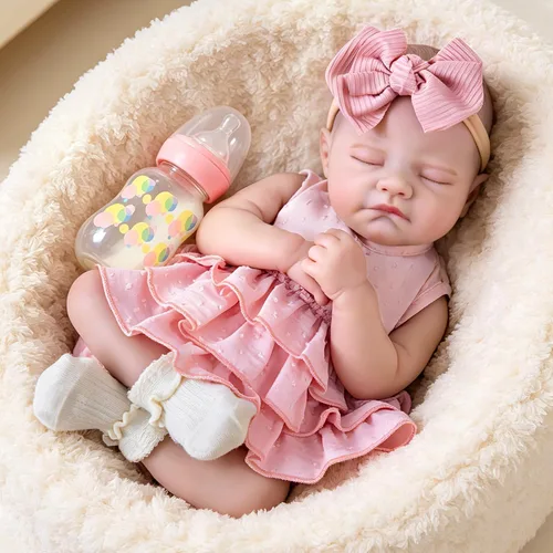 Aori Muñecas Bebé Reborn Realistas – Muñeca de bebé recién nacida realista de 20 pulgadas para niñas con extremidades articuladas y kit de Rosa