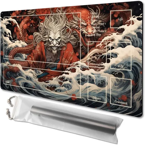 Miniatura 31 de MTG - Tapete de juego tamaño 24 x 14 pulgadas, bolsas de almacenamiento antideslizantes, ideal para entusiastas de los juegos de cartas, tapete