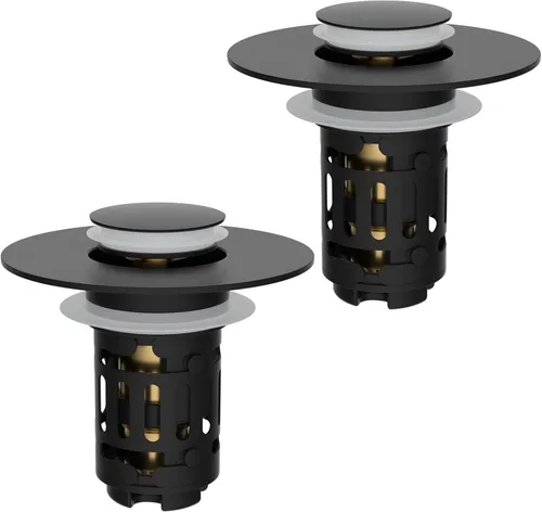 Miniatura 15 de Hibbent Colador de drenaje de lavabo de baño 3 en 1 mejorado, tapón universal desplegable con cesta de filtro de acero inoxidable extraíble atrapa