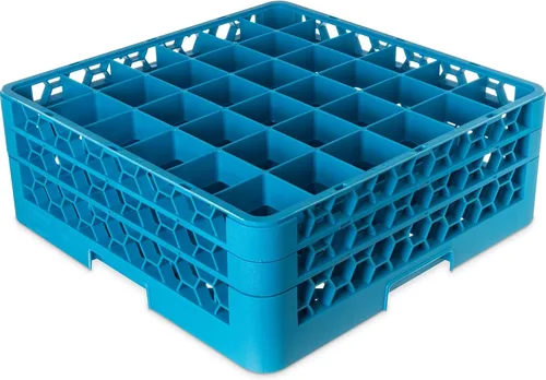 Miniatura 92 de Carlisle FoodService Products RG9-214 OptiClean Estante de vidrio con 9 compartimentos con 2 extensores, 7.12 pulgadas, polipropileno, azul