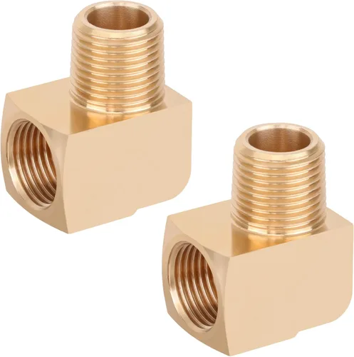 Miniatura 11 de 2 unids 1/8 "accesorios de latón de 90 grados Barstock Street Elbow 1/8 "NPT macho tubo a 1/8 "NPT hembra codo de tubo forjado accesorios de tubería