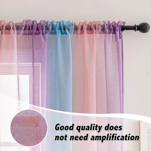 Miniatura 3 de Anytime Paneles de Cortinas Transparentes Arcoíris para Sala de Estar Elegantes Juegos de Tratamiento de Ventanas Translúcidas Filtrantes de Luz
