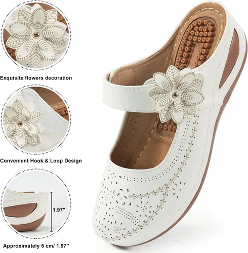 Miniatura 13 de Alicegana Sandalias elegantes de verano para mujer, con puntera cerrada, estilo casual, sin cordones, con gancho ajustable