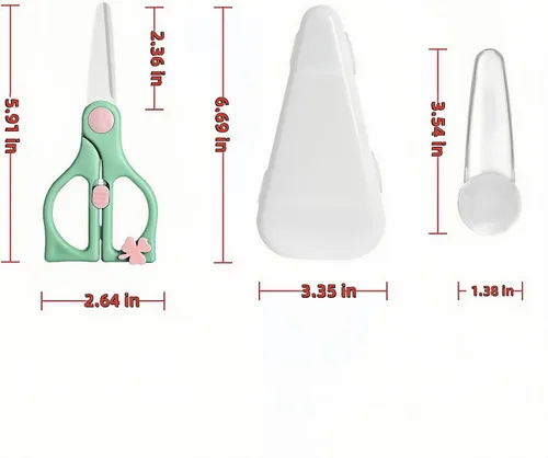 Miniatura 2 de Tijeras de comida para bebés, tijeras de cocina de cerámica seguras para niños pequeños con bloqueo de seguridad y estuche de viaje, las mejores