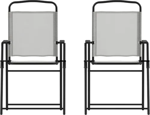 Miniatura 16 de Flash Furniture Mystic - Sillas plegables para patio, sillas de césped de textileno para exteriores con reposabrazos, juego de 2, color negro