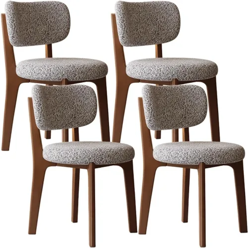 Miniatura 28 de YVYKFZD Solid Wood Dining Chairs, Fabric Dining Room Chair Set of 2/4/6, Upholstered Kitchen Chairs with Curved Backrest, Armless Living Room Chair