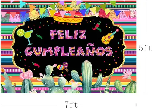Miniatura 3 de MEHOFOND Telón de fondo para fiesta temática mexicana, decoración de fiesta temática mexicana, fondo de fotografía de feliz cumpleaños, México