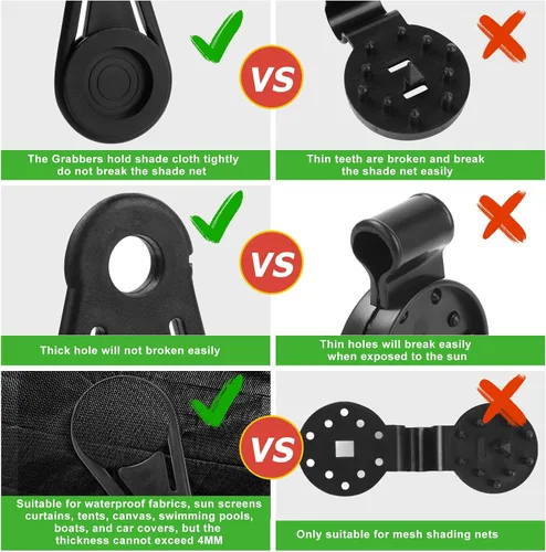 Miniatura 3 de Clips de sombra resistentes, 20 piezas con bolsa de almacenamiento, clips para sombra solar y abrazaderas para redes antipájaros, accesorios de red