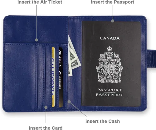 Miniatura 18 de Kandouren - Funda para pasaporte con bloqueo RFID, cartera para pasaporte para hombres y mujeres, el mejor regalo para viajeros, tarjetas de crédito