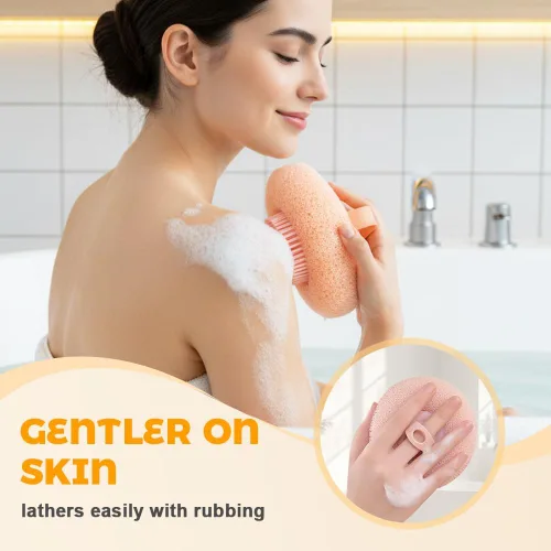 Miniatura 2 de Pelota de Baño Super Suave con Ventosa Giratoria de Girasol, 2025 Nueva Esponja de Baño Exfoliante con Cepillo de Limpieza y Anillos para Dedos
