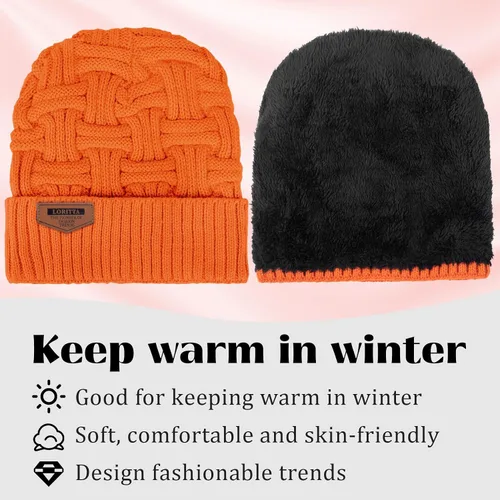Miniatura 43 de Loritta Gorro de invierno cálido de punto grueso y holgado para hombre